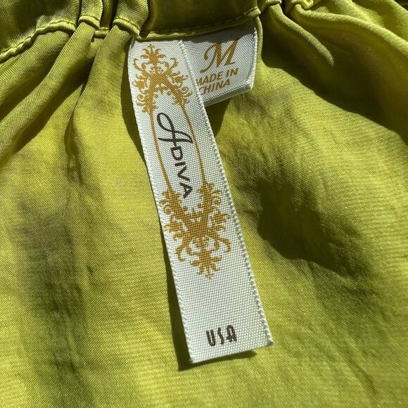 ADiva Womens Green Halter Collar Ruffle Satin Top Shirt Medium - Picture 3 of 4